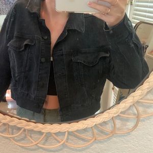 Distressed Black Denim Jacket